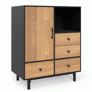 Helloshop26 - Buffet avec rangement autonome 80 x 45,5 x 97,5 cm rangement spacieux design moderne milieu du siècle en bois noir 20_0010790 - 3000226