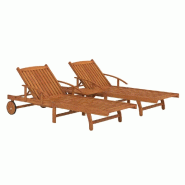 Helloshop26 - Ensemble de chaises longues 2 pièces et table bois d'acacia massif  02_0011993 - Bois massif 3000658347769