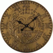 Horloge en fer pièce de monnaie 60 cm 20 centimes - Laiton Antic Line Créations - jaune 3701345005671 Horloge en fer pièce de monnaie 60 cm 20 centimes - Laiton Antic Line Créations - jaune 3701345005671