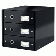 LEITZ Lot de 3 Bloc 3 tiroirs Click & Store Wow, format A4, coloris noir - noir 60480095 LEITZ Lot de 3 Bloc 3 tiroirs Click & Store Wow, format A4, coloris noir - noir 60480095