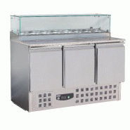 Meuble a pizza granit 3 portes avec saladette a ingrédients au dess... - P7450.0220