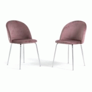 RATTATAN Lot de 2 chaises en velours avec pieds en métal, design élégant pour cuisine, salle à manger, bar ou restaurant – Sara – Rose blush/A RATTATAN Lot de 2 chaises en velours avec pieds en métal, design élégant pour cuisine, salle à manger, bar ou restaurant – Sara – Rose blush/A