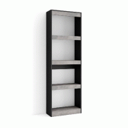 SKRAUT HOME Étagère Bibliothèque, 60x186x25cm, Salon Salle à manger Bureau, Salon, Bureau, Ciment - gris Bois manufacturé 76_1