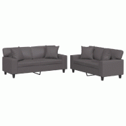 VidaXL Ensemble de canapés 2 pcs avec coussins gris similicuir Modèle Zenith Fixe Plus - 3201926