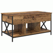VidaXL Table basse Bois Ancien 100 x 55 x 48,5 cm Bois d'ingénierie Modèle Helios Prime - 883035