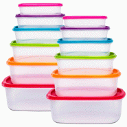 WellHome - Lot de 12 récipients rectangulaires empilables avec couvercle multicolore (0,3 L + 0,5 L + 0,7 L + 1,15 L + 1,8 L + 2,8 L) - multicolore p