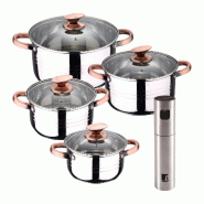 BERGNER - Batterie de cuisine NONA 8 pcs 16/18/20/24cm compatible induction avec Vaporisateur d'huile/vinaigre Ø4x17,5cm en acier inoxydable - multi-