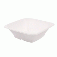 Bol carré bagasse blanche 700cc 18x18x6cm - par 400