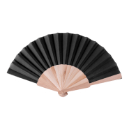 Éventail en polycoton - éléments en bois - couleur noire - poids 41 g Éventail en polycoton - éléments en bois - couleur noire - poids 41 g