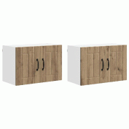 Helloshop26 - Lot de 2 armoires murales modernes en bois d'ingénierie rangement pratique 60 x 31 x 40 cm en bois chêne artisanal 02_0053952 - Bois m Helloshop26 - Lot de 2 armoires murales modernes en bois d'ingénierie rangement pratique 60 x 31 x 40 cm en bois chêne artisanal 02_0053952 - Bois m