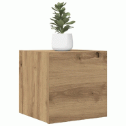 Helloshop26 - Lot de 2 meubles TV muraux élégants design classique rangement 30,5 x 30 x 30 cm en bois d'ingénierie chêne artisanal 02_0050883 - B