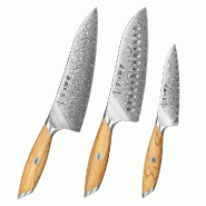 Hezhen - Set de couteaux Damas 3 pièces - Série X01 Flagship - multicolore multi-matériau X01-A3