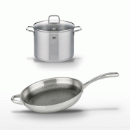 Lot Poêle 32 cm & Faitout 26 cm Elo Relief Evolution - gris inox 3176239956498