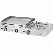 Plaque grillades combinée de table à gaz avec 2 zones et 1 brûleur - GPL 1020x510x235 mm - VIRTUS - 0615402079327