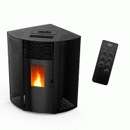 Poêle à granulés d’angle étanche Iseos 12,2 kW Noir Sannover - noir acier 3760401213535