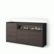 SKRAUT HOME Buffet salon et cuisine, 156x80x37 cm, 3 Portes, Cheminée électrique, LED, Chêne foncé et Noir - marron Bois manufacturé 700_8