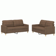 VidaXL Ensemble de canapés 2 pcs avec coussins Marron Tissu Modèle Atlas Office Riviera - 3201277
