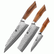 XinZuo - Set de Couteaux en Damas 3 pièces - Série B32D Feng - multicolore B32D-A3