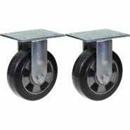 152mm 6" roulette caoutchouc noir fixe forte capacité 660kg, jeu de 2 152mm 6" roulette caoutchouc noir fixe forte capacité 660kg, jeu de 2