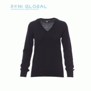 Pullover femme col en V - coton/laine - BUSINESS PAYPER - tricot sans coutures et bord-côtes fins_0