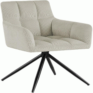 CLP Chaise de salle à manger Jonah en velours côtelé Cordon HBT: 87x59x59 cm Crème - beige textile 328079