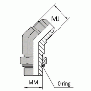Coude orientable mâle JIC x mâle ISO - 45° - JCMIS40410 avec joint o'ring et bague anti-extrusion