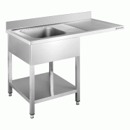 GastroHero Centre de plonge Basic 12x7 avec 1 cuve à gauche, dosseret et étagère inférieure - inox SPZT-BASIC12X7L