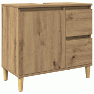Helloshop26 - Armoire lavabo chêne artisanal rangement fonctionnel 65 x 33 x 60 cm en bois d'ingénierie chêne 02_0051047 - Bois massif 3000236714365