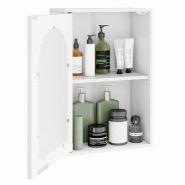 Helloshop26 - Armoire murale de salle de bain 35 x 20 x 52,5 cm avec étagère réglable style moderne en MDF blanc 20_0010300 - 3000226102769