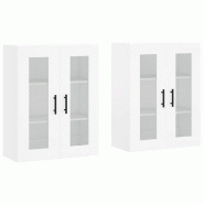 Helloshop26 - Lot de 2 armoires murales élégantes rangement polyvalent 69,5 x 34 x 90 cm en bois d'ingénierie blanc 02_0055445 - blanc verre 300023