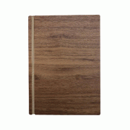 Hungry Club Porte Menu en bois à élastique A4 « Le Tendu » - Noyer - Élastique Miel - Bois massif PM-T-A4-NO-EM