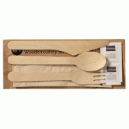 Kit couverts x6(couteau,fourchette,cuillère,serviette,sel,poivre) 16.5cm par 500