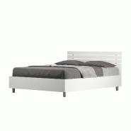 Lit Double Français Avec Conteneur Tête De Lit Droite 140X190 Avec Lattes Ankel En Frêne Blanc - blanc VE140ANKELDBF-CT