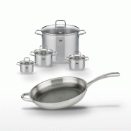 Lot de 4 Faitouts Elo Relief Evolution et 1 Poêle 32cm - gris inox 3176239958119