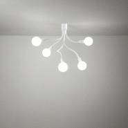 Plafonnier 6680 en caoutchouc blanc, design moderne avec 5 ampoules E27, diamètre 39 cm et hauteur 81 cm pour éclairage intérieur - Perenz - blanc
