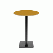 RestooTab - Mange-debout Milan T Ø50cm ocre maggese chants couleur bois - marron fonte TB-MITFF-R50M-MAGG-BOI