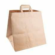 Sac kraft poignées plates pour le transport de pizza 36x31x36cm - par 125
