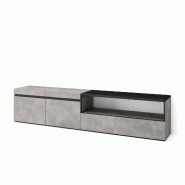 SKRAUT HOME Meuble TV, Banc Télé, 200x45x35cm, Pour les TV jusqu'à 80", Meubles de salon, Ciment - gris Bois manufacturé 51_25