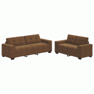 VidaXL Canapé 2 pcs Marron 221 x 80 x 80 cm tissu Modèle Vega Frame - Matériau naturel 3324719