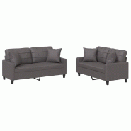 VidaXL Ensemble de canapés 2 pcs avec coussins gris similicuir Modèle Intemporel Plus - 3201370