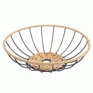WellHome - Corbeille à fruits de style industriel Ø30x7,5cm en acier et corde en papier - A-mesa - noir acier WH17040