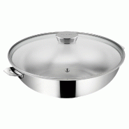 Wok Salvaspazio+ avec son couvercle 26 cm en   -  Argent Rond Inox Lagostina 29x29 cm - argenté 8002531548329