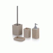 AQA Design Ensemble d’accessoires de salle de bain en résine 4 pièces DAKAR de sable. L.20 P.20 H.38,5 MP00196 - beige plastique MP00196