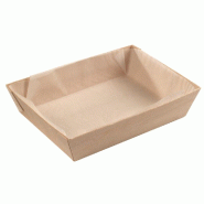 Barquette rectangle bois naturel avec papier cuisson blanc 815ml - par 100