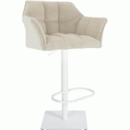 CLP Tabouret de bar Damaso Cord Crème/Blanc - beige textile 326323 CLP Tabouret de bar Damaso Cord Crème/Blanc - beige textile 326323