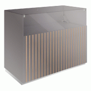 Comptoir vitrine côté bois Vertigo T03 MDF naturel et gris alu 120x60x93cm