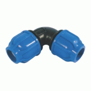 Coude 90° à compression en PP - serrage rapide - Référence 02ZGP016 - Diamètres 016 à 110 mm