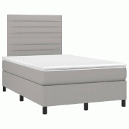 Décoshop26 - Cadre de lit LED avec sommier tête de lit matelas surmatelas 120x200 cm tissu gris clair TDL0207895 - gris 3001243088005