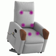 Fauteuil de massage inclinable gris nuage tissu Modèle Gravaria - 8721158643834