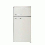 FrigeluX Réfrigérateur double-portes, 246 L net, classe énergétique D,  design RETRO, crème RFDP246RCD - beige 3541362504166